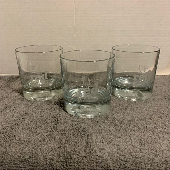 Vintage Red Stag By Jim Beam “Basketball Baseball Dimple” Rocks Glasses Set Of 3 - Picture 2 of 9